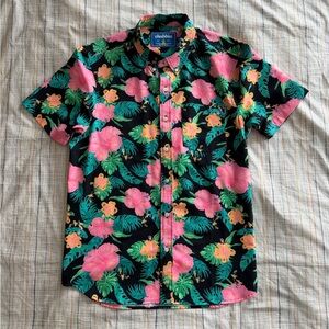 Chubbies Men's Floral Button Down Shirt - Black and Pink